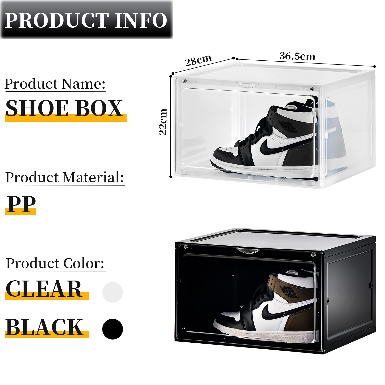 5688 Customized stackable shoe storage box crates plastic clear sneaker box for shoes display shoe box