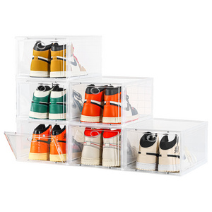 5656 Acrylic fold multi-functional shoe storage boxes drawer type plastic shoe organizer for display