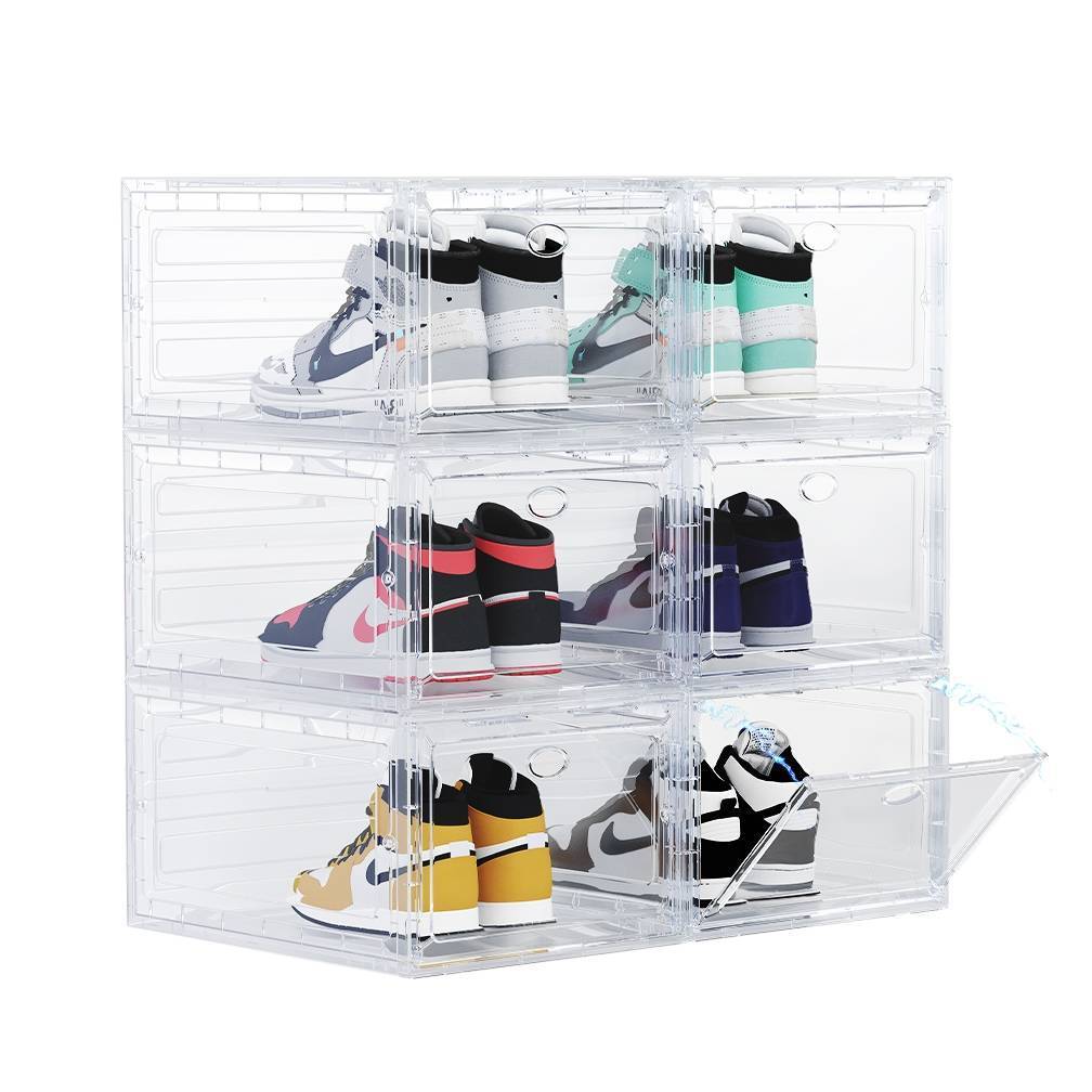 2023 new arrival products plastic PP men sneaker shoe storage box foldable acrylic shoe cabinet