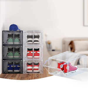 2023 new arrival products plastic PP men sneaker shoe storage box foldable acrylic shoe cabinet