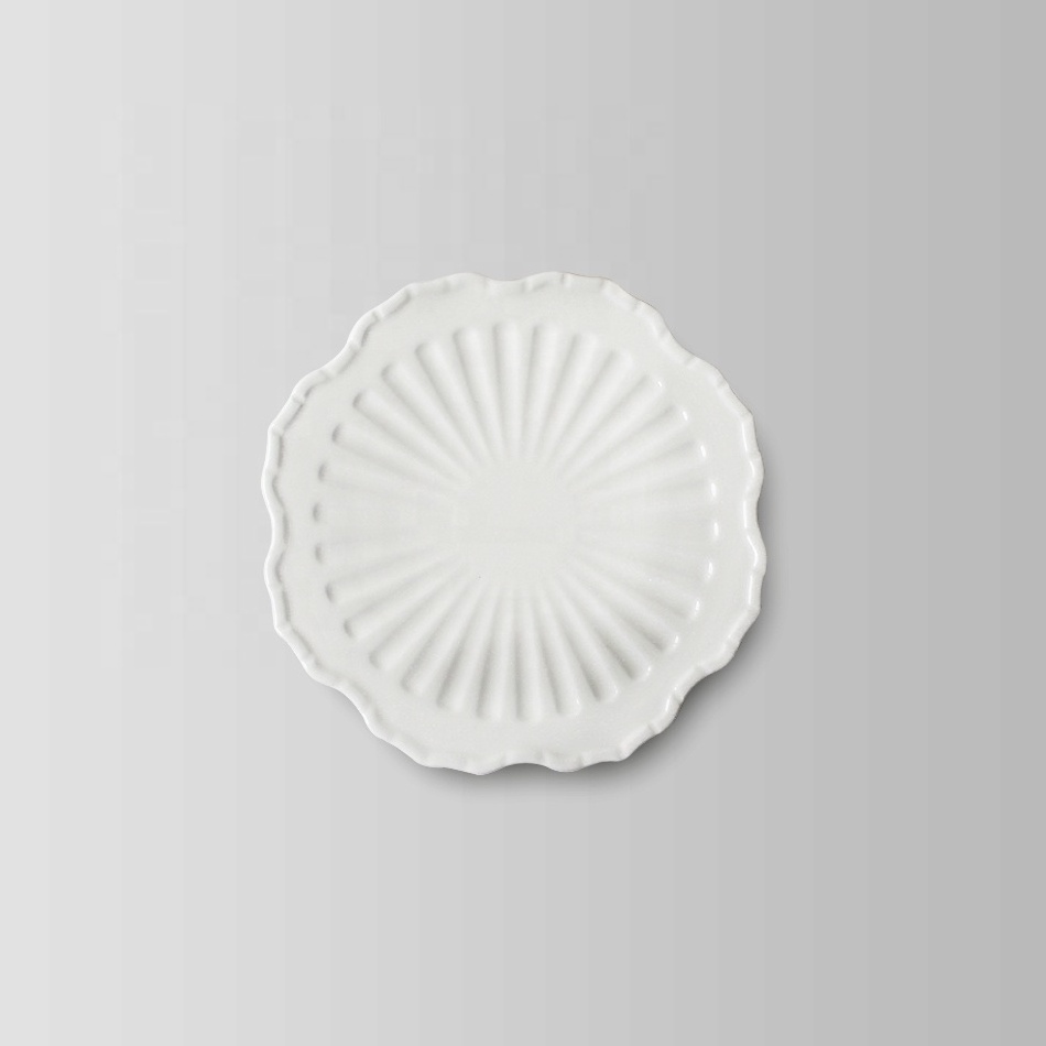 Wholesale emboss plates sets dinnerware porcelain white ceramic dishes set