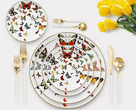 Wholesale china suppliers colorful ceramic pakistan butterfly dinner set porcelain serving dishes