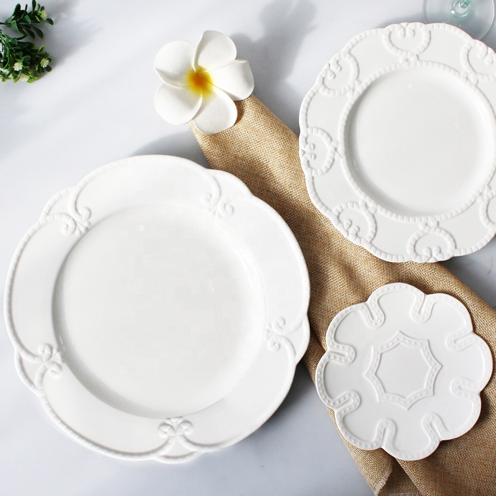 Cheap Ceramic Restaurant Tableware Sets white porcelain plates wedding decoration dishes sets