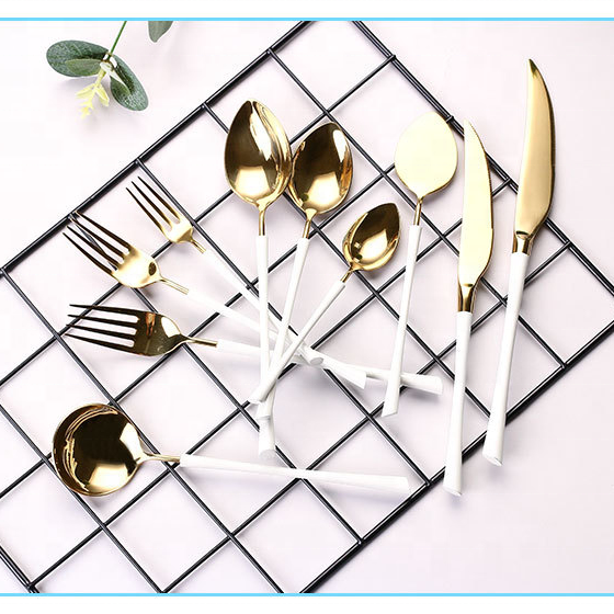 JK Bulk wholesale wedding gold flatware cutlery sets flatware