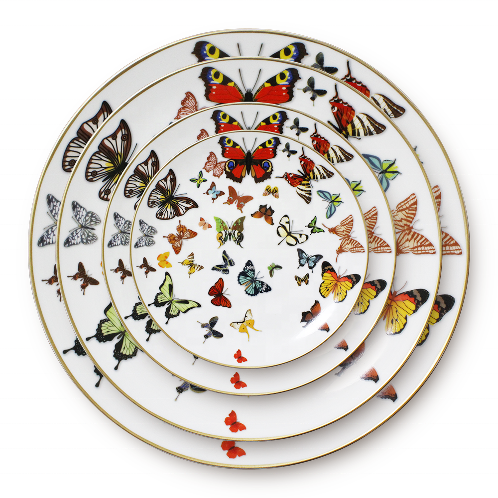 Wholesale china suppliers colorful ceramic pakistan butterfly dinner set porcelain serving dishes