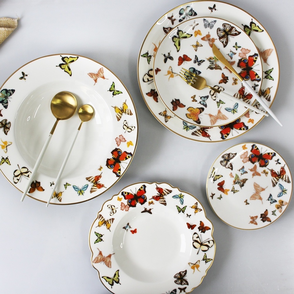 Wholesale china suppliers colorful ceramic pakistan butterfly dinner set porcelain serving dishes