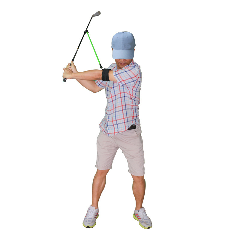 Golf Swing Trainer Posture Strength Training Latex Tube w Arm Strap Good Grip Increase Distance Golf Swing Rope