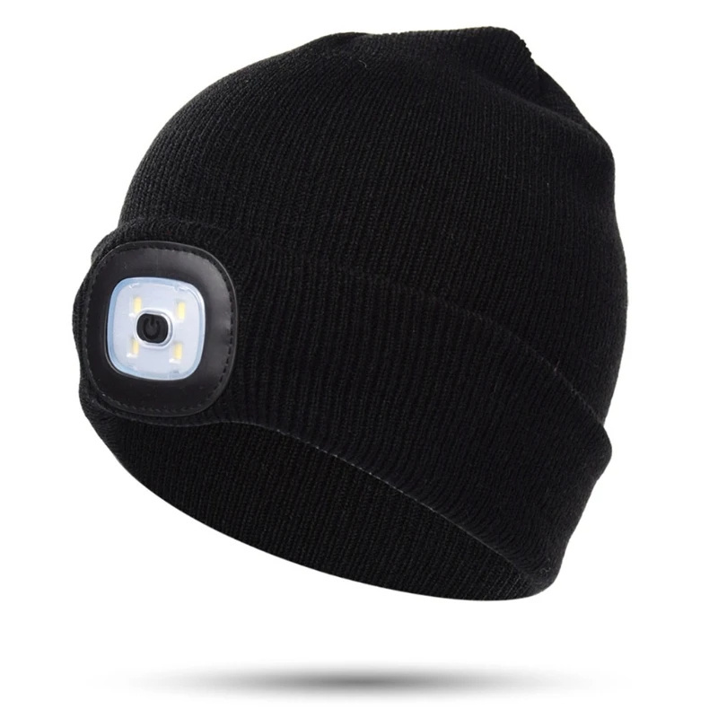 USB Rechargeable Hat High Brightness Child Headlight Cap 4 LED Night Lighting Beanie Hat with Light