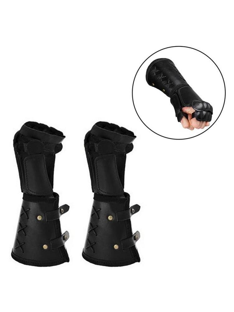 Medieval Samurai Leather Armor Bracer Long Gloves Men Cosplay Knight Gauntlet Wristband Accessories Vambraces Arm Cuff Armor