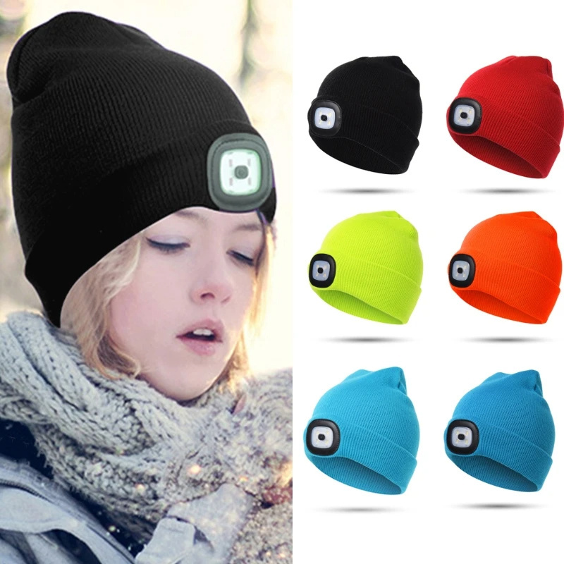 USB Rechargeable Hat High Brightness Child Headlight Cap 4 LED Night Lighting Beanie Hat with Light