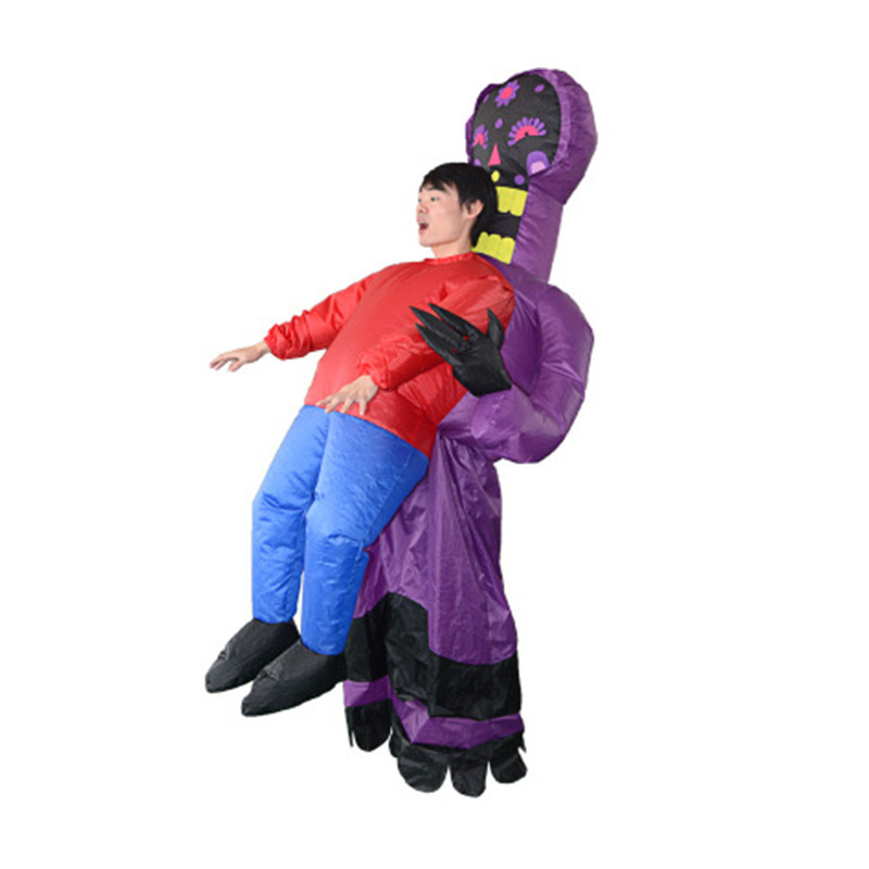 Funny Party Blow Up Ghost Hug Me Green Alien Costume For Adult Children Halloween Costume Inflatable Suit