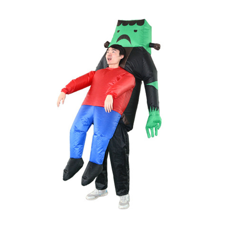 Funny Party Blow Up Ghost Hug Me Green Alien Costume For Adult Children Halloween Costume Inflatable Suit