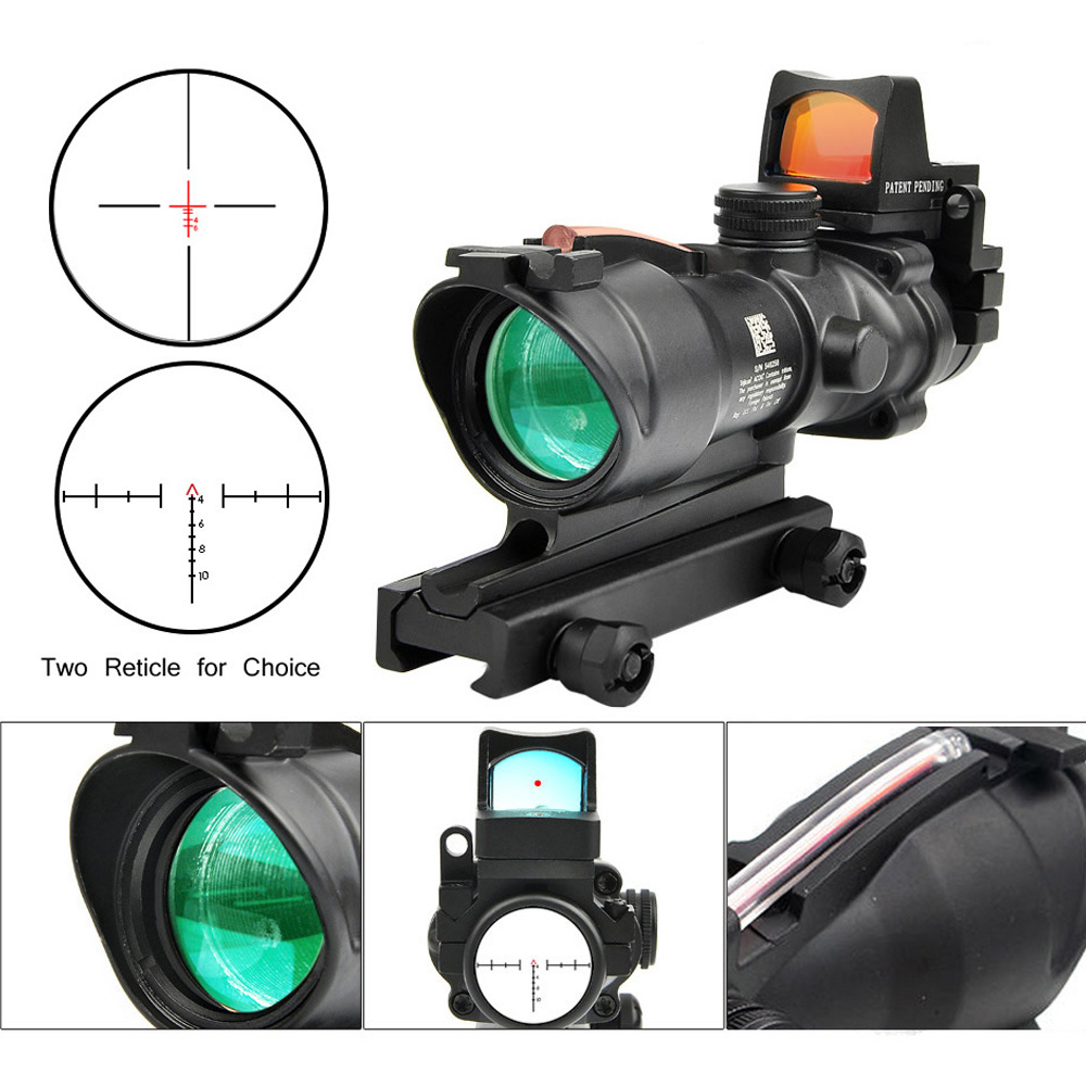 Hunting with RMR Red dot Real Fiber Optics Red Green Illuminated Tactical Optical Sight Scope 4X32 ACOG