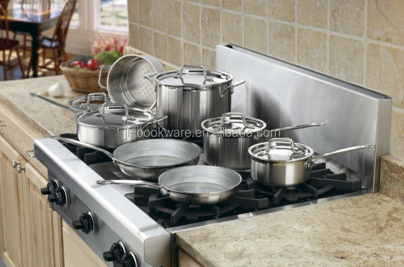 Tri-Ply Clad Stainless 10-piece Japanese cookware (JL-070237)