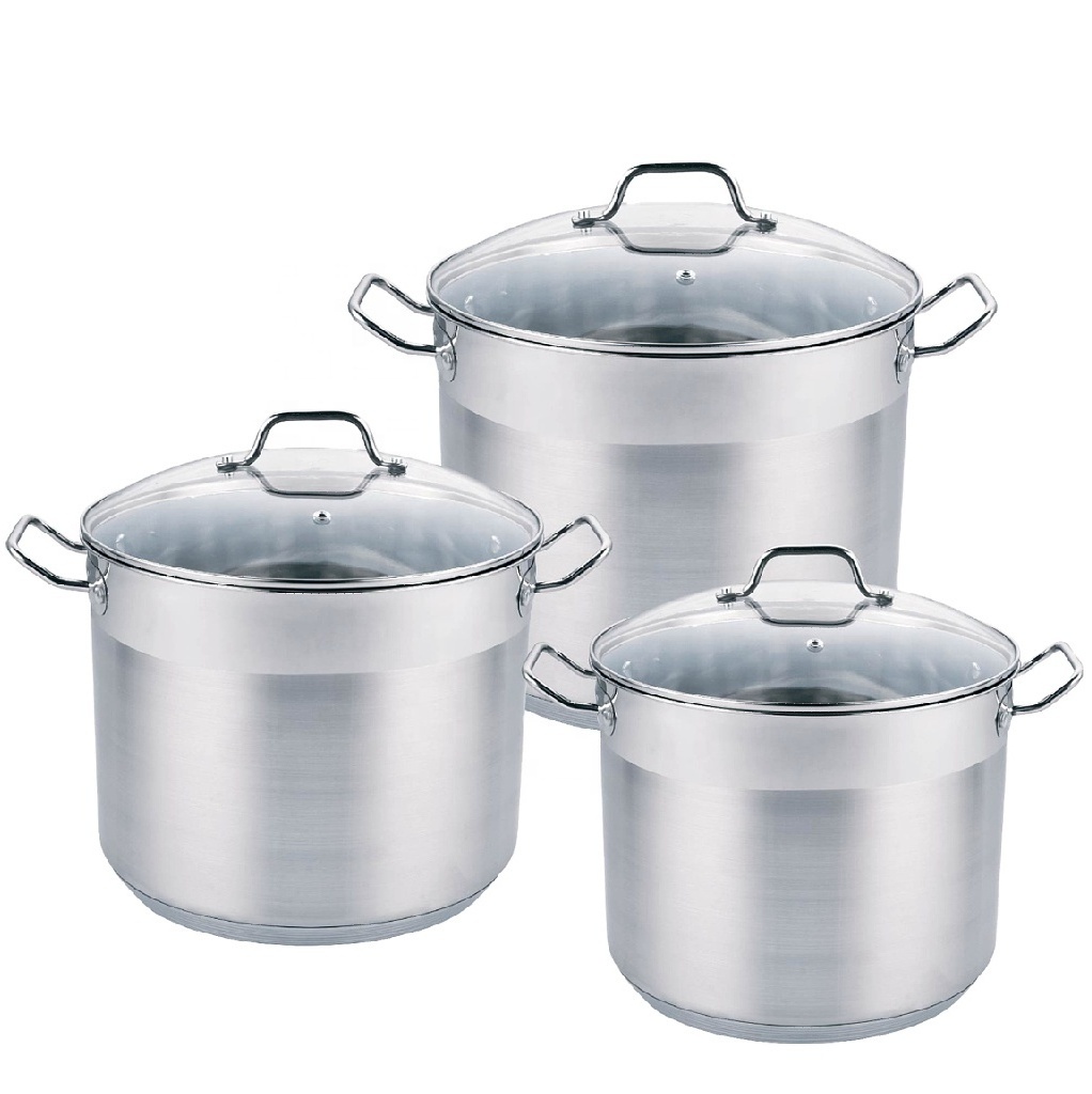 Wholesale Tell body straight shape stainless steel cooking pot set Big Capacity Stock pot and pans