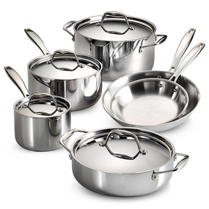 High quality 9 pcs and jumbo stainless steel casserole cookware set