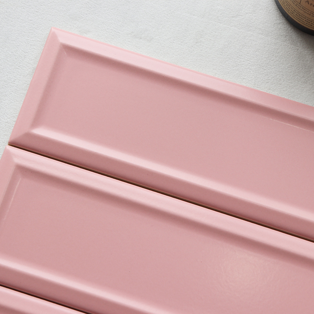 3D Subway Pink Ceramic Bathroom Wall Tile For Backsplash Kitchen Restaurant Hotel Project