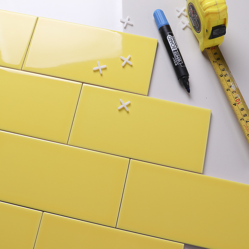 4inx12in/4inx8in yellow glossy bathroom floor tile ceramic peel stick tile subway tile