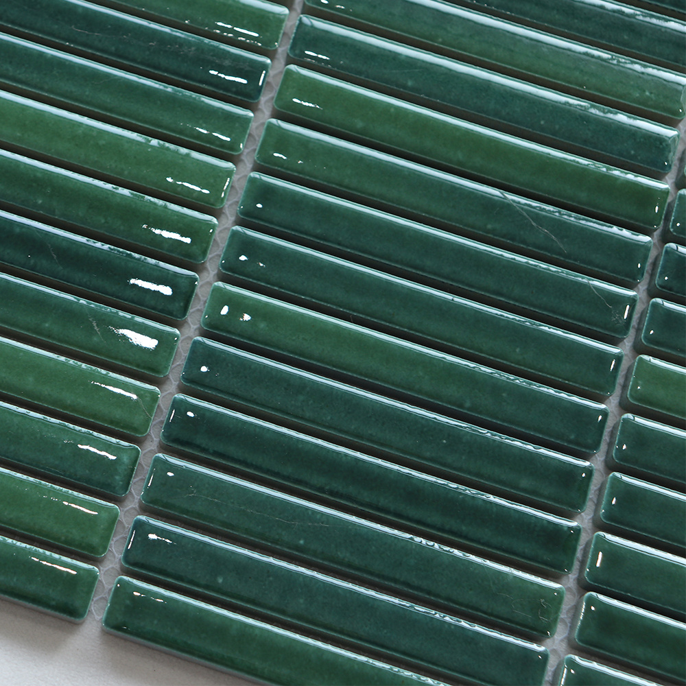 European antique glossy glazed kitchen bathroom backsplash wall floor green ceramic mosaic tiles