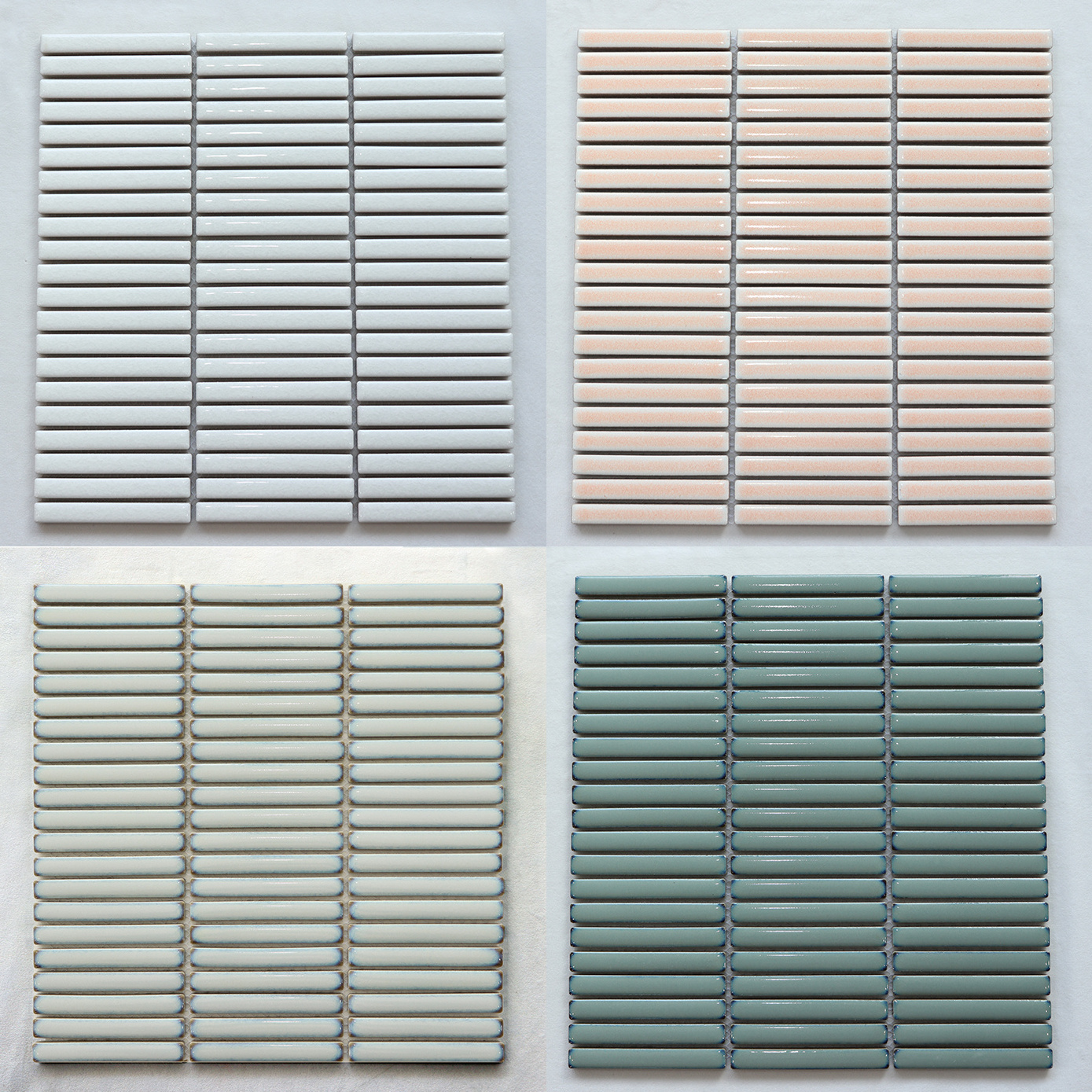 Chinese guangzhou Finger Linear Strip Long Bar Design Ceramic Wall Mosaic Tile For Bathroom And Kitchen