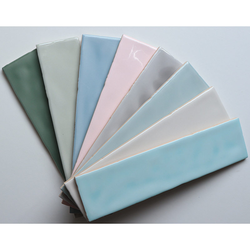 3X12'' 75X300mm Irregular Wave Glossy Pastel Color Style Handcraft Tile