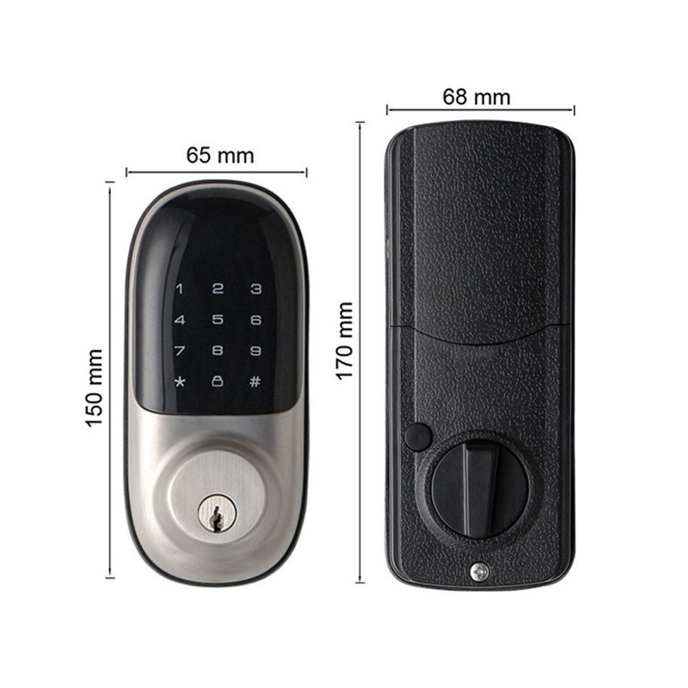 WiFi IC card app electronic keyless numeric keypad smart door lock with mechanical key