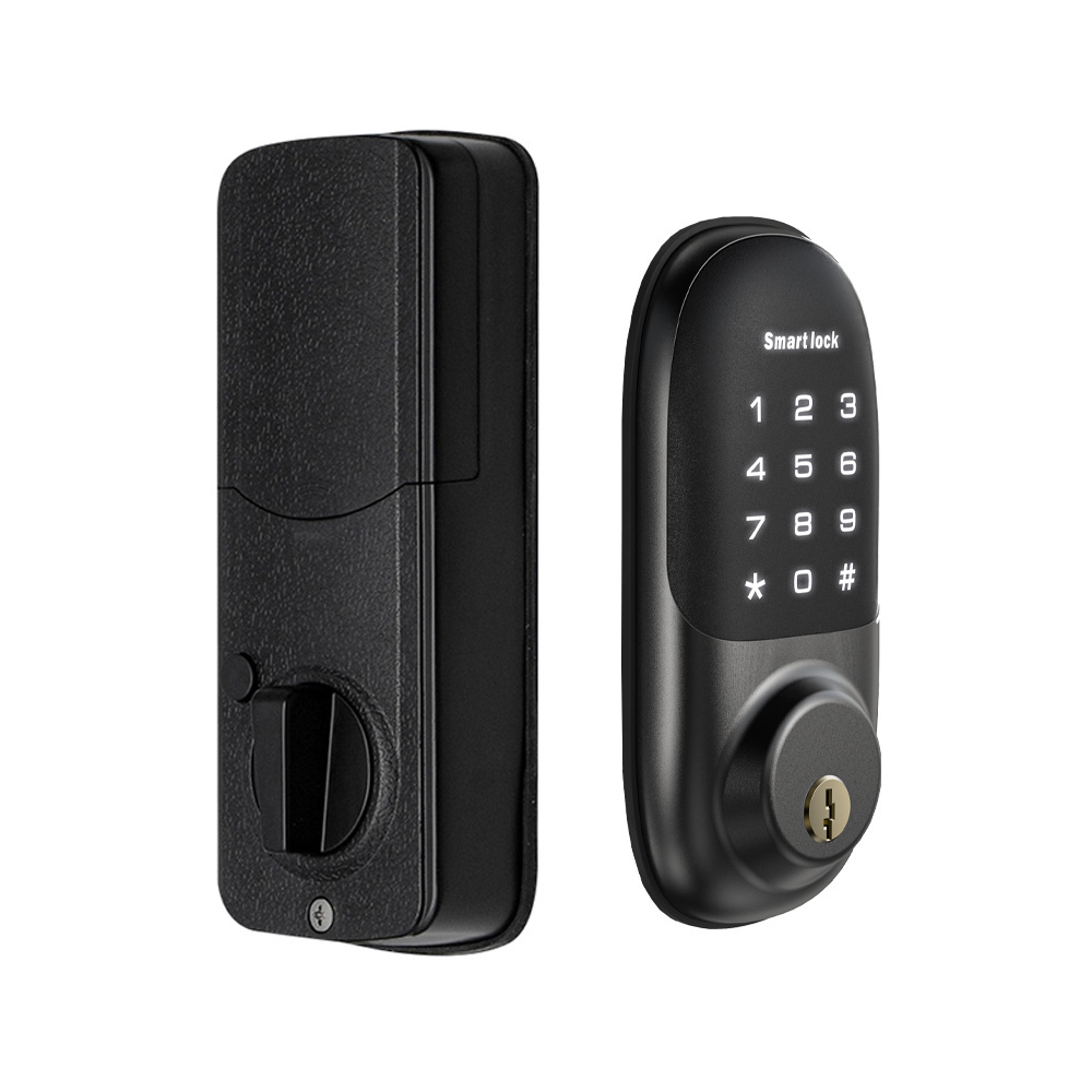 WiFi IC card app electronic keyless numeric keypad smart door lock with mechanical key