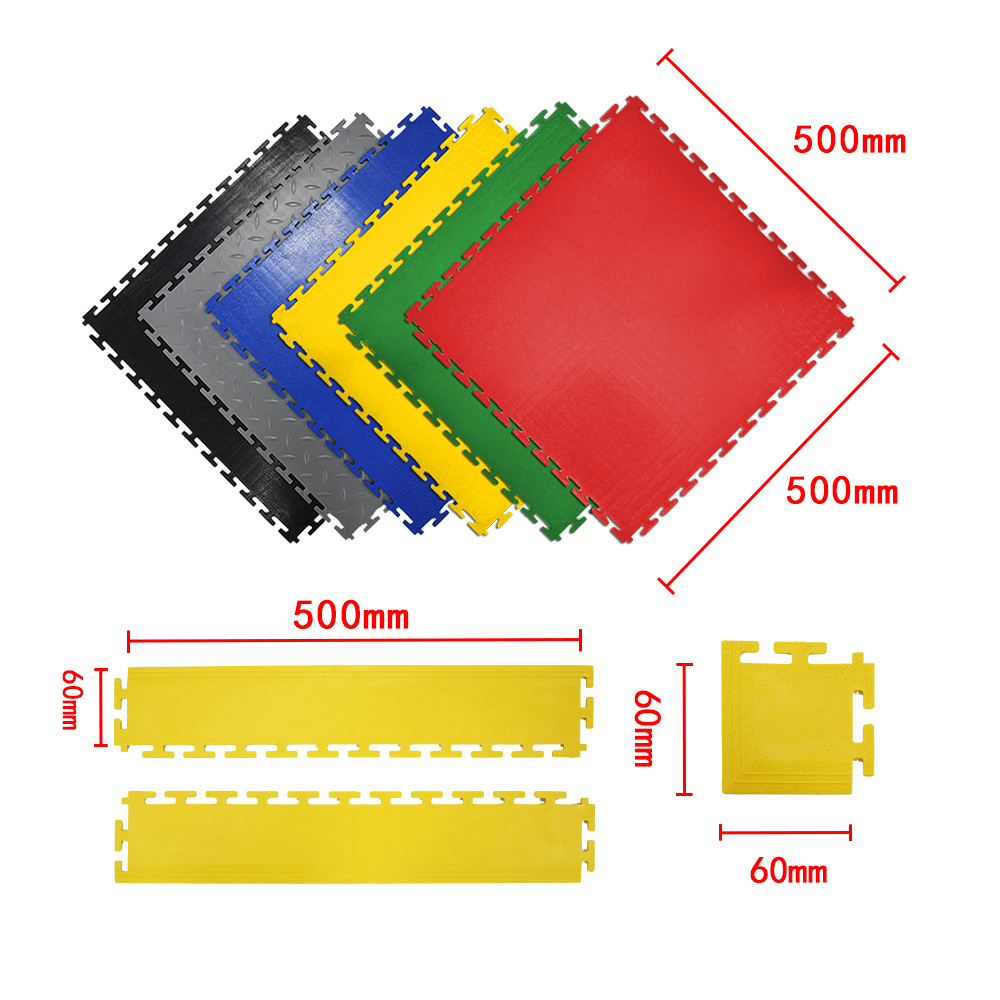 500*500mm PVC garage floor tiles waterproof car garage floor grate plastic modular interlocking tiles