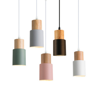 Modern Single Pendant Light Hotel Chandelier Nordic Wood Pendant Light Kitchen Hanging White Black Multi Color Led Light Fixture