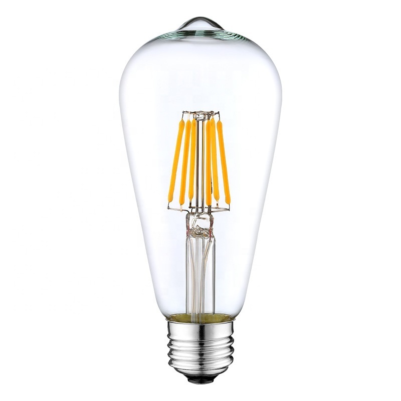 ST64 Dimmable 4W 6W 8W Vintage Edison LED Filament Bulb E26 110V E27 220V Cheap Fast Delivery Clear Glass Light Bulbs In Stock