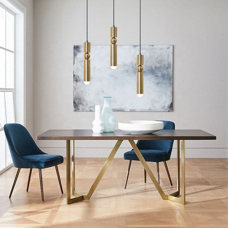 Gold Tube American Ceiling Chandelier Single Head 3 Head 5 Head Modern Dining Light Bedside Chandelier LED Pendant Light