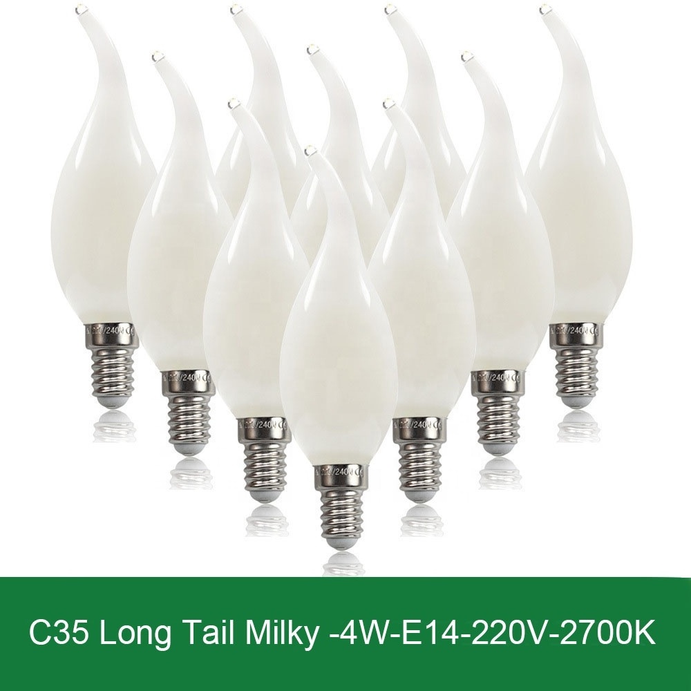 Chandelier Mini Light Bulb C35 Long Tail 4W Edison LED Filament Bulb E12 E26 110V E26 E27 220V Clear Amber Milky Bulb