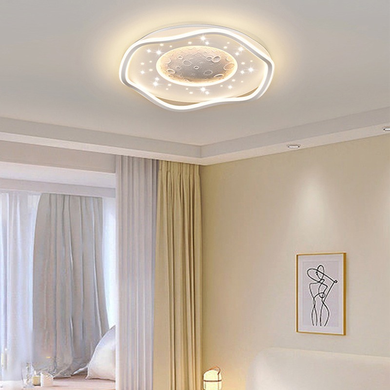 Nordic Style Simple Modern Household Led Lighting Three Color Changing Living Room Bedroom Moon Star Creative Ceiling Light