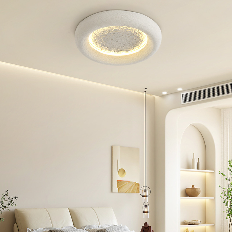 Modern Hotel Interior Led Light Flush Mounted Resin Moon Lighting Fixture Indoor Living Room Bedroom Ceiling Lamp