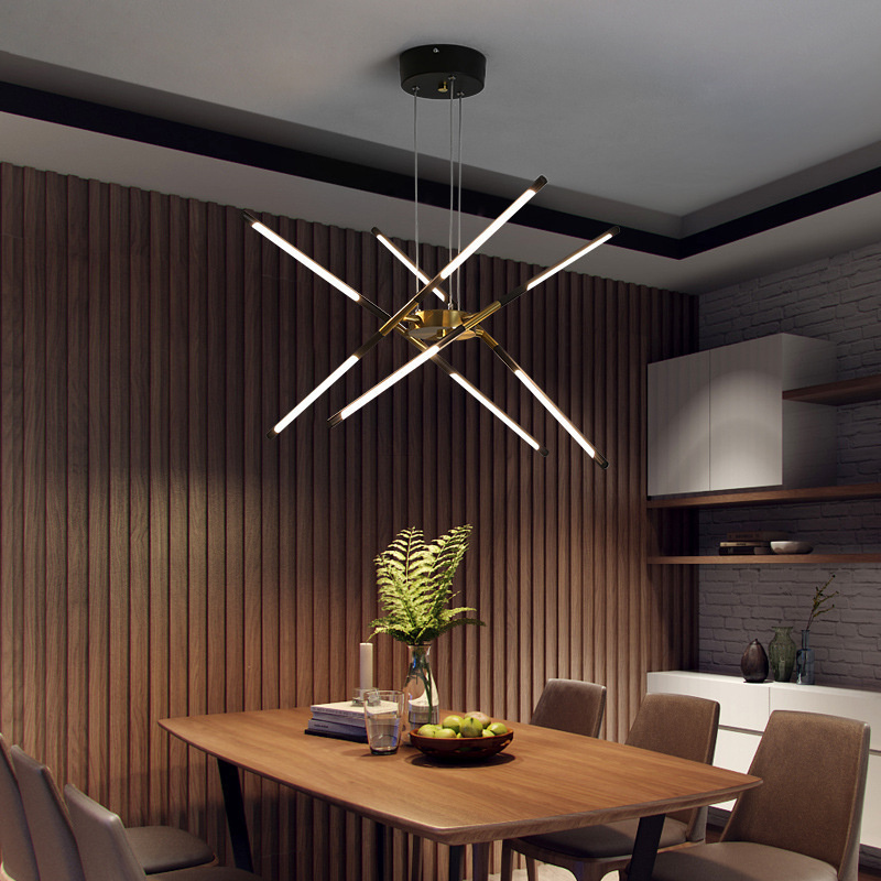 Creative design 3 4 5 6 sticks iron art dining room ceiling lamp indoor deco home restaurant minimalist pendant chandelier light