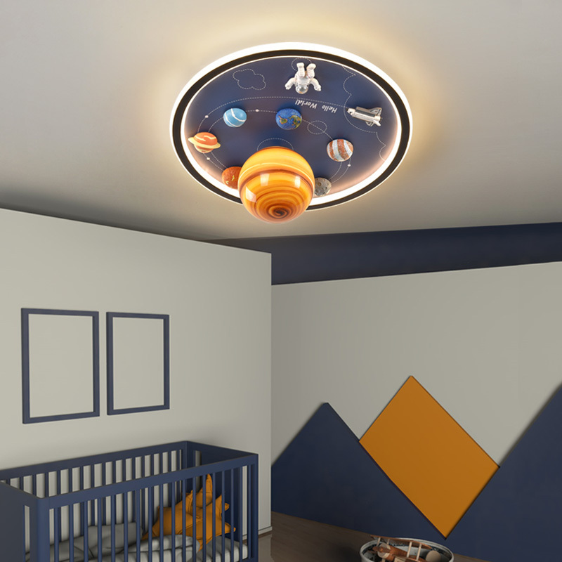 Art Deco Modern LED Ceiling Lamp For Children's Bedroom Lighting Fixtures Creative Child Astronaut in Space Ceiling Lamps