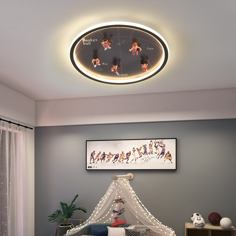 New Design LED Ceiling Lamp For Children's Room Modern Bedroom Lighting Fixtures Creative Kids Basketball Scene Ceiling Lamps