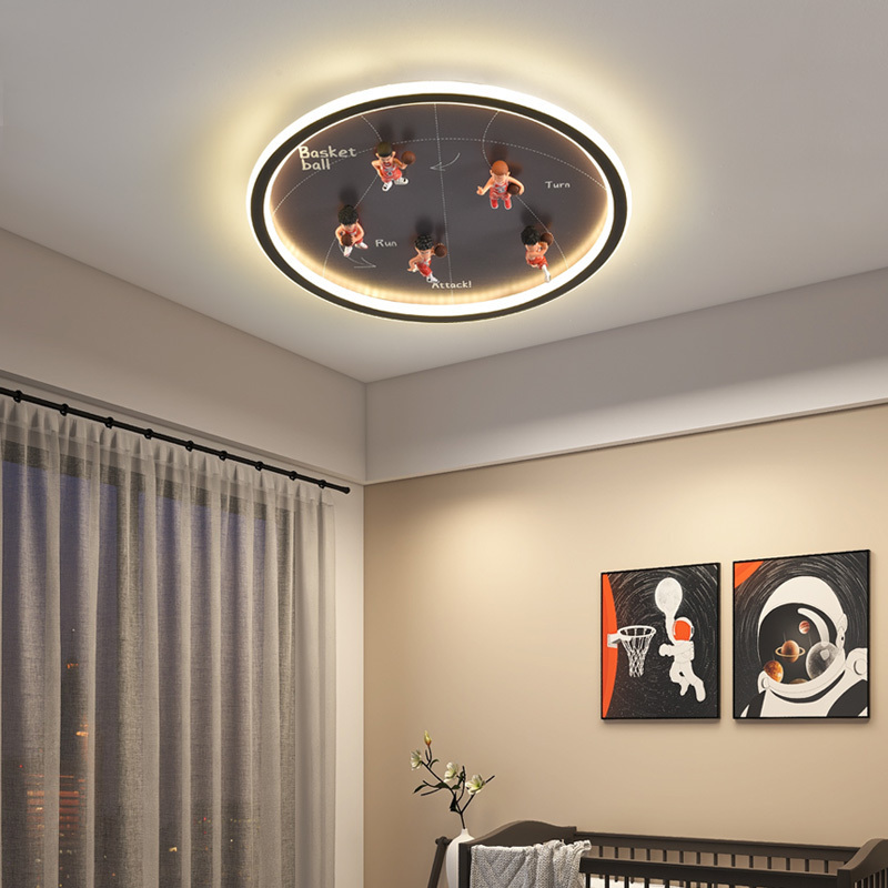 New Design LED Ceiling Lamp For Children's Room Modern Bedroom Lighting Fixtures Creative Kids Basketball Scene Ceiling Lamps