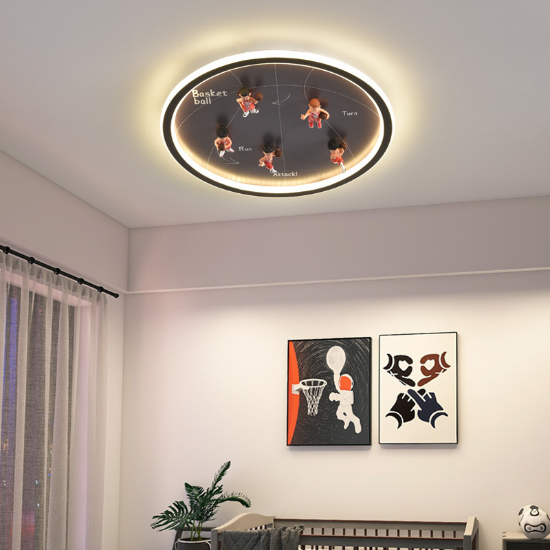 New Design LED Ceiling Lamp For Children's Room Modern Bedroom Lighting Fixtures Creative Kids Basketball Scene Ceiling Lamps