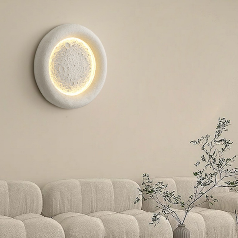 Modern Hotel Interior Led Light Flush Mounted Resin Moon Lighting Fixture Indoor Living Room Bedroom Ceiling Lamp