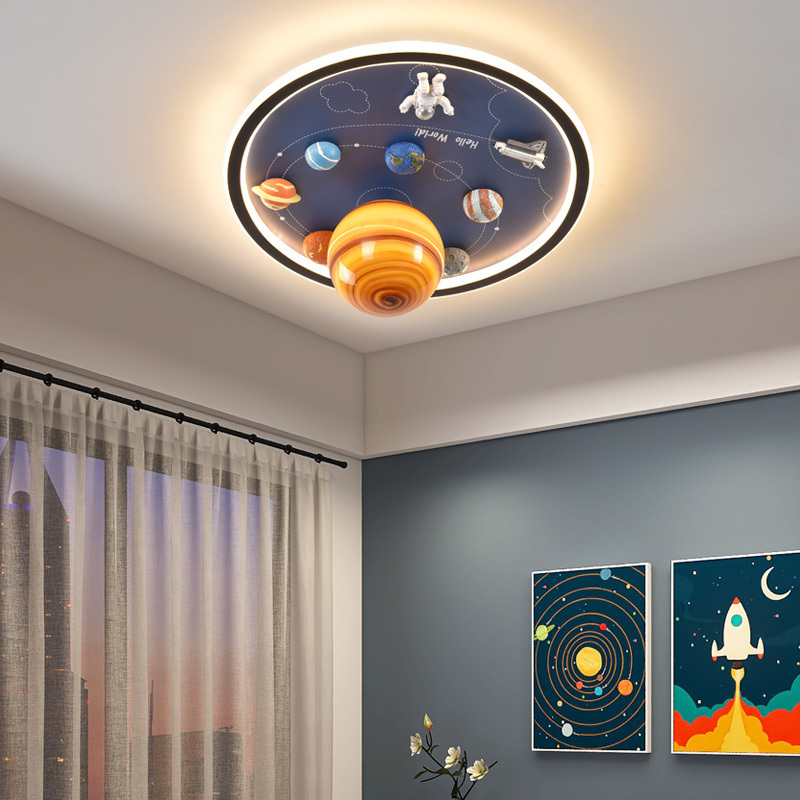 Art Deco Modern LED Ceiling Lamp For Children's Bedroom Lighting Fixtures Creative Child Astronaut in Space Ceiling Lamps