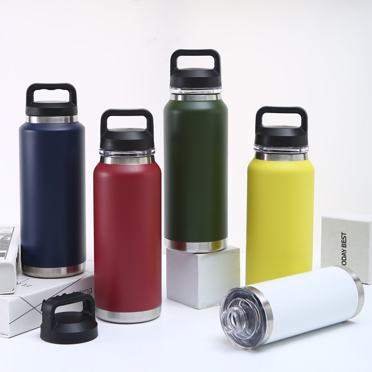 Custom Logo Stainless Steel Sports Tumbler Vacuum Flask Bicycle Water Bottle with Chug Cap