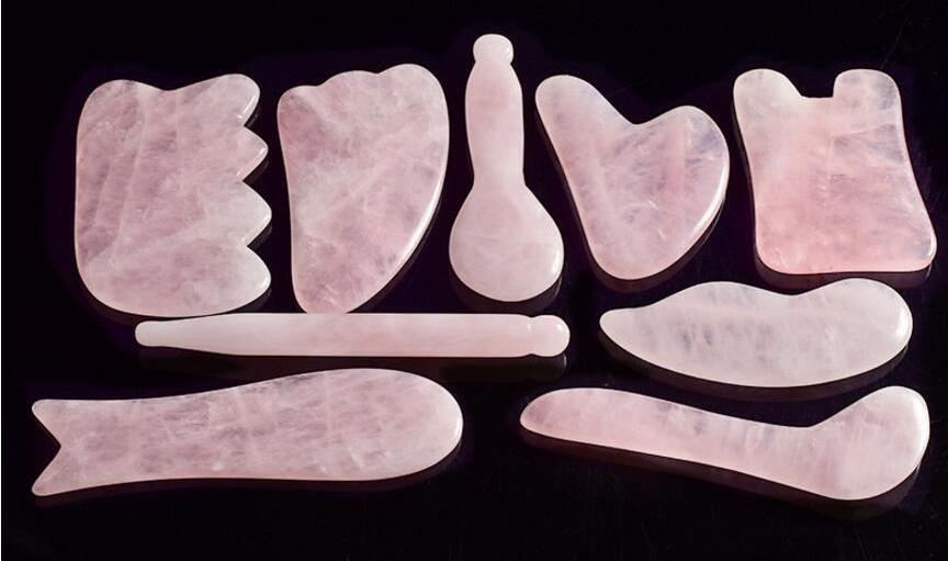 Pink Rose Quartz Jade Roller Gua Sha Stone Tool Jade Guasha Board Sscraping Massage Tool et