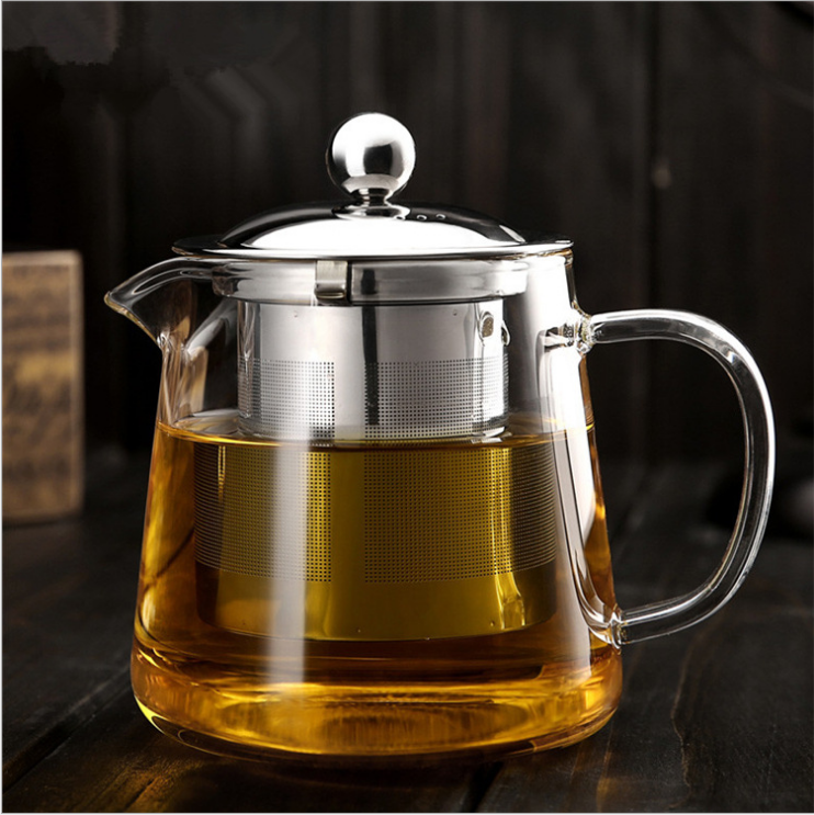 Heated glass teapot double wall glasses teapot with filter net glass infuser teapot