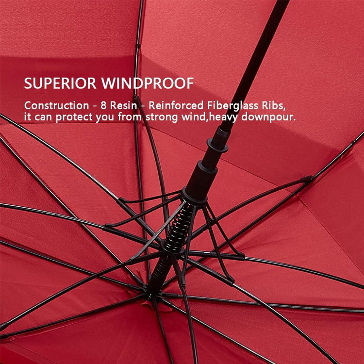 Custom Logo Printed Windproof Automatic Red Golf Umbrella Waterproof for Business Gifts