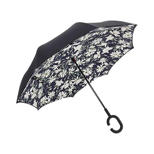 Wholesale Semi-Automatic Waterproof Rain Creative Type C Hand-Free Reverse Long Handle Double-Layer Unique Travel Umbrella