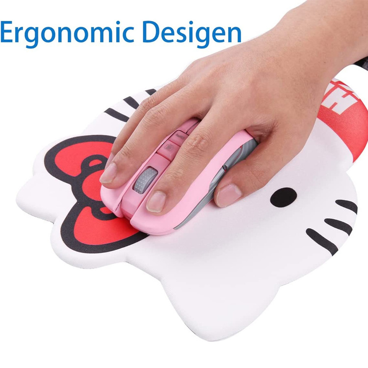 Non-Slip Cute Kawaii Hello Kitty Office Home Soft Gel Mousepad Desk Mouse Pad with Wrist Support Ergonomic Rest