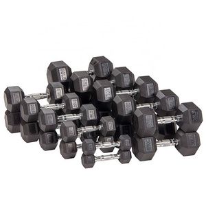 Hex Dumbbell JLC-PJ201 Rubber Hex Dumbbells Lbs Free Strength Weight Lifting Hexagonal Dumbbell Set 50 Kg