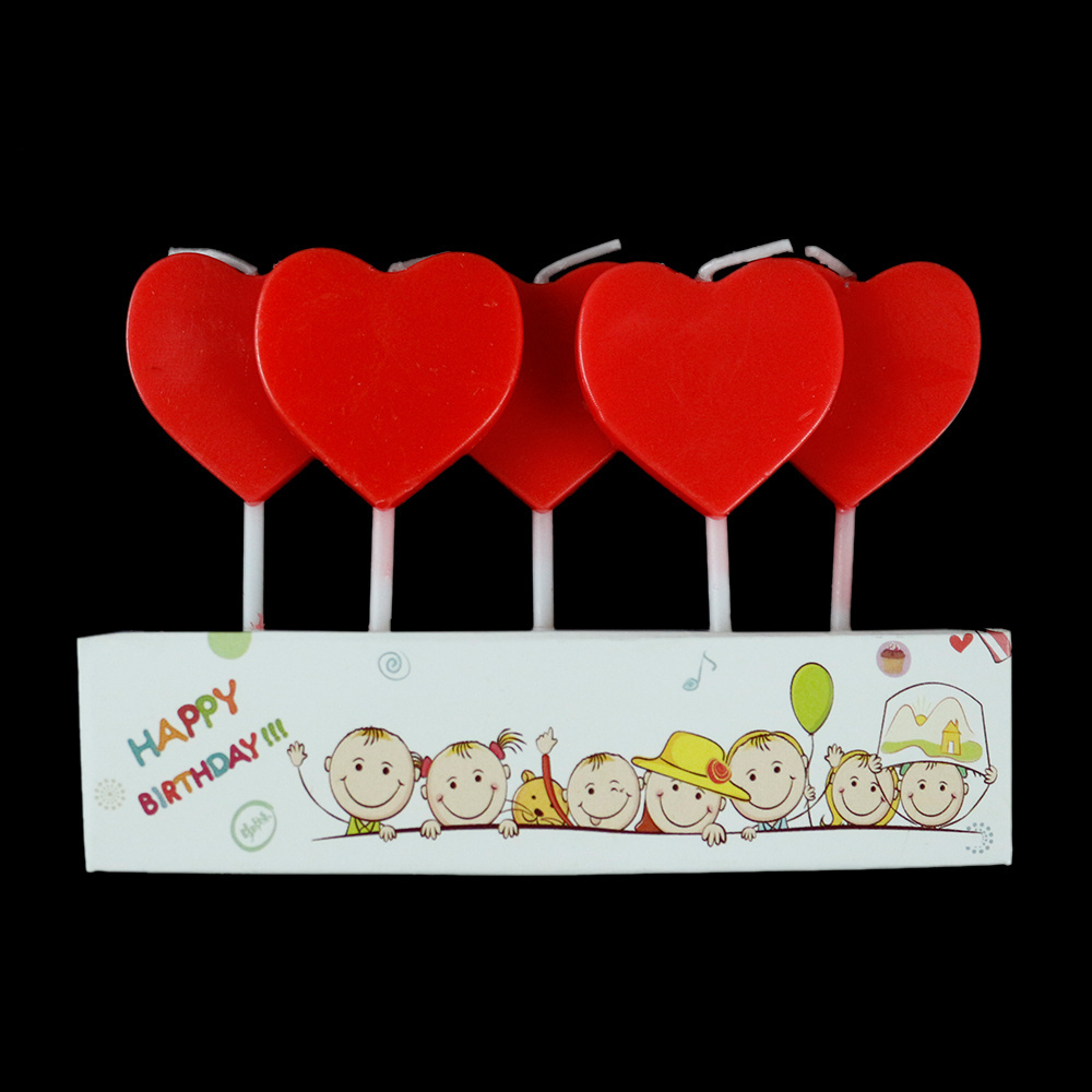 Red Love Heart Birthday Cake Party Candle For Korea