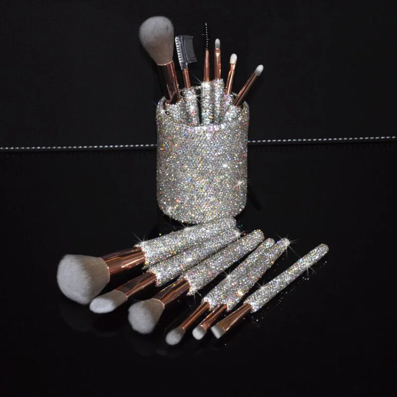 Luxury 12pcs Glitter Bling Makeup Brushes Diamond Make Up Brush Set With Rhinestones Makeup Brush Set Pink High Quality